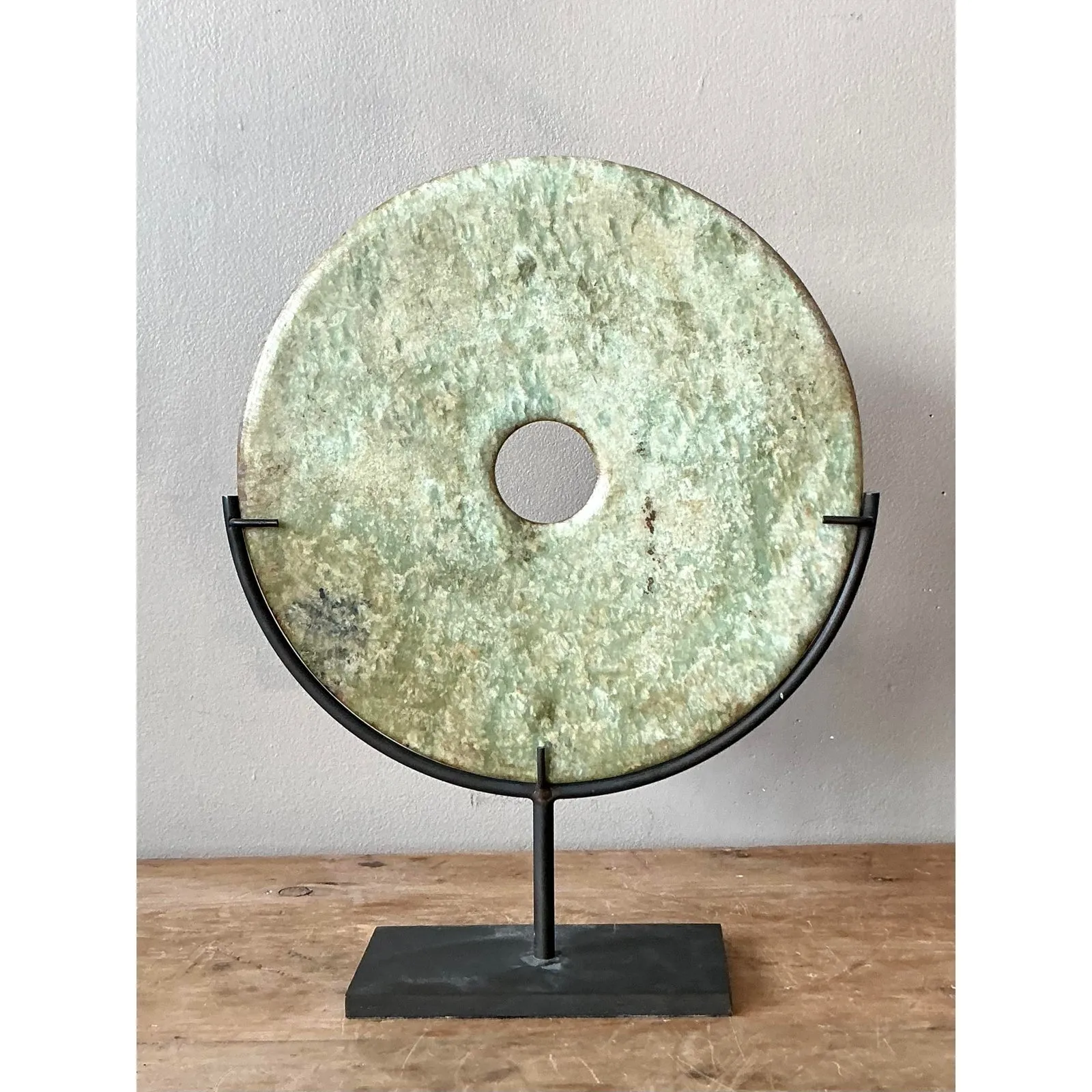 Vintage Asian Celadon Hued Stone Disk — additional photo 4