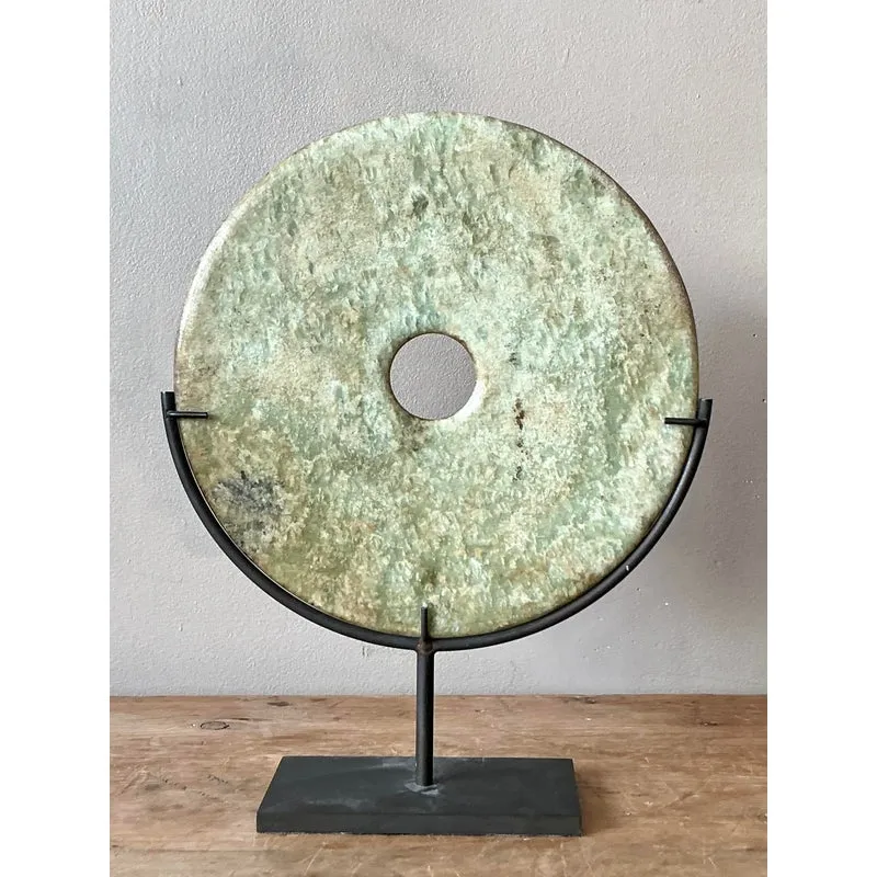 Vintage Asian Celadon Hued Stone Disk — additional photo 7