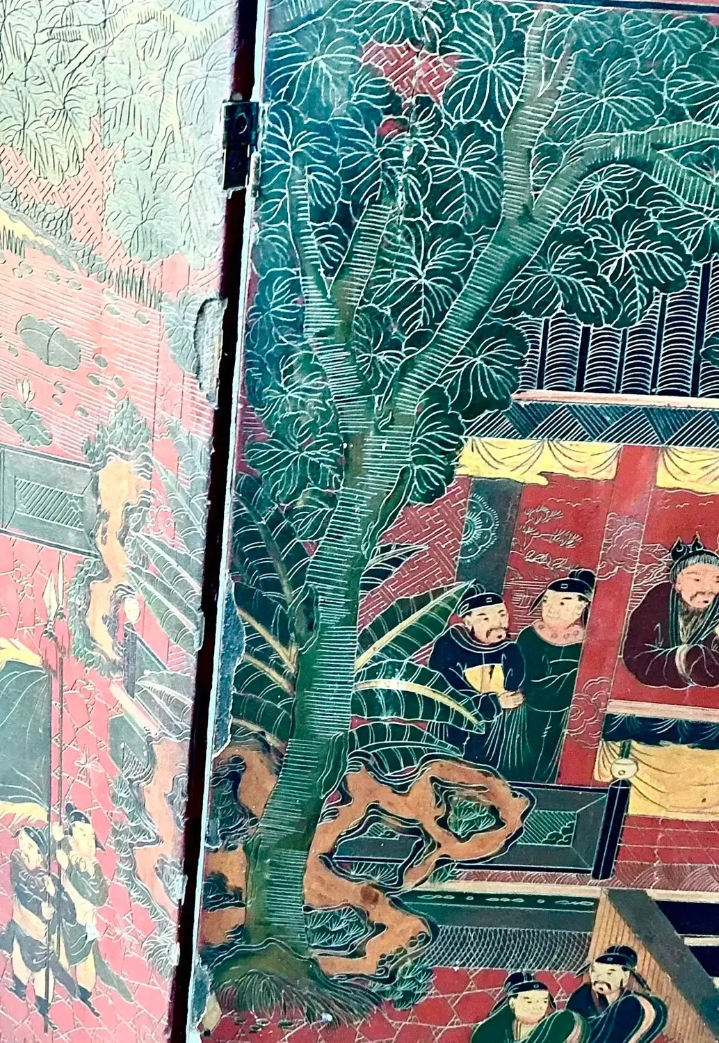 Vintage Asian Chinoiserie Four Panel Screen — additional photo 2