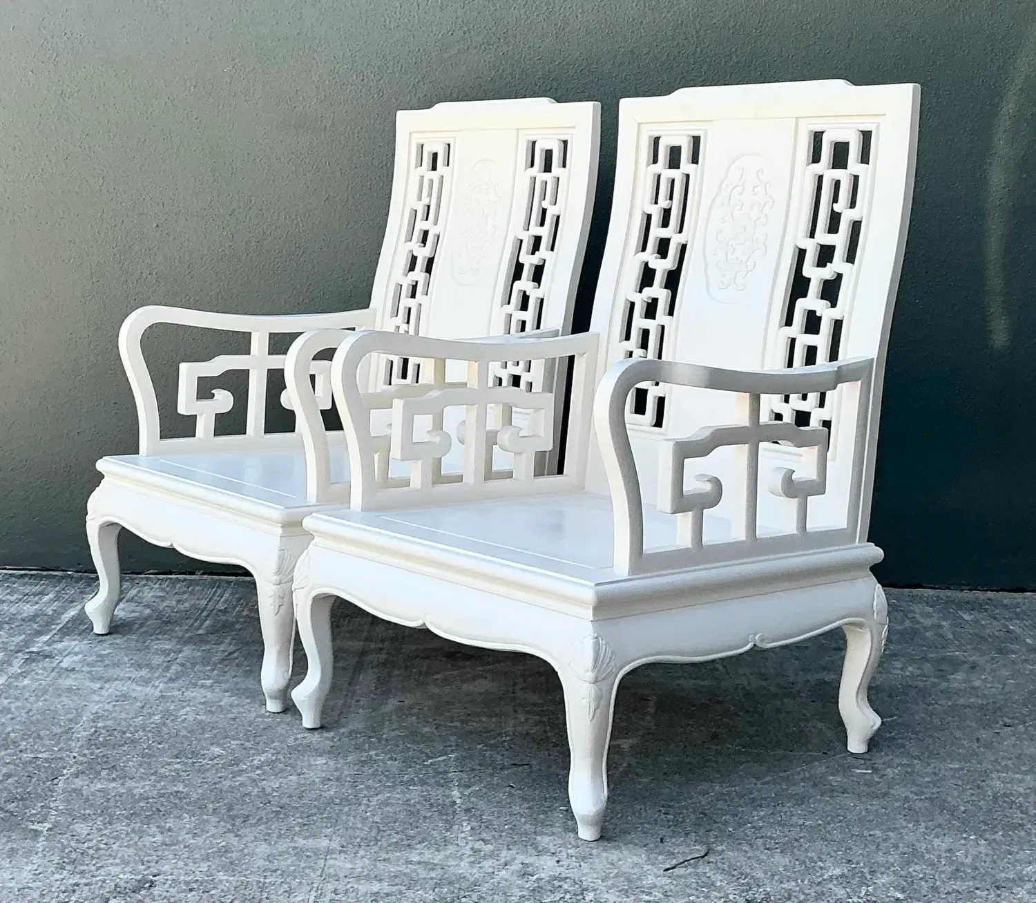 Vintage Asian Chinoiserie Lacquered Lounge Chairs - A Pair — additional photo 2