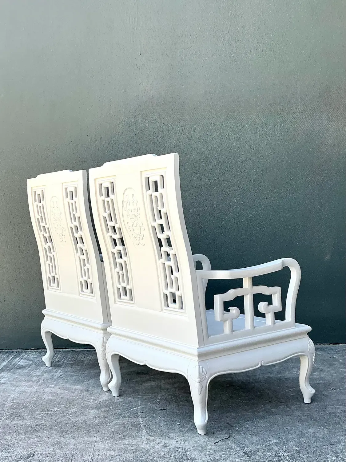 Vintage Asian Chinoiserie Lacquered Lounge Chairs - A Pair — additional photo 3