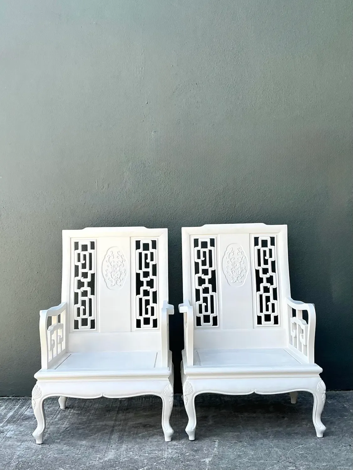 Vintage Asian Chinoiserie Lacquered Lounge Chairs - A Pair — additional photo 4