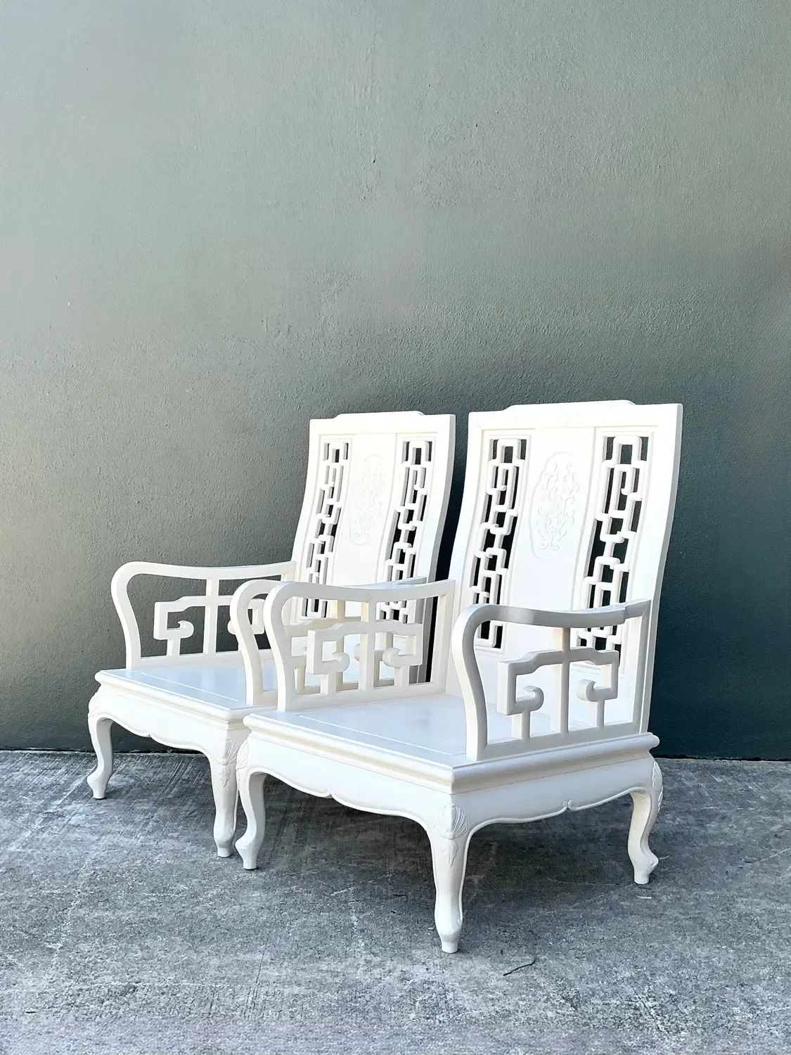 Vintage Asian Chinoiserie Lacquered Lounge Chairs - A Pair — additional photo 5