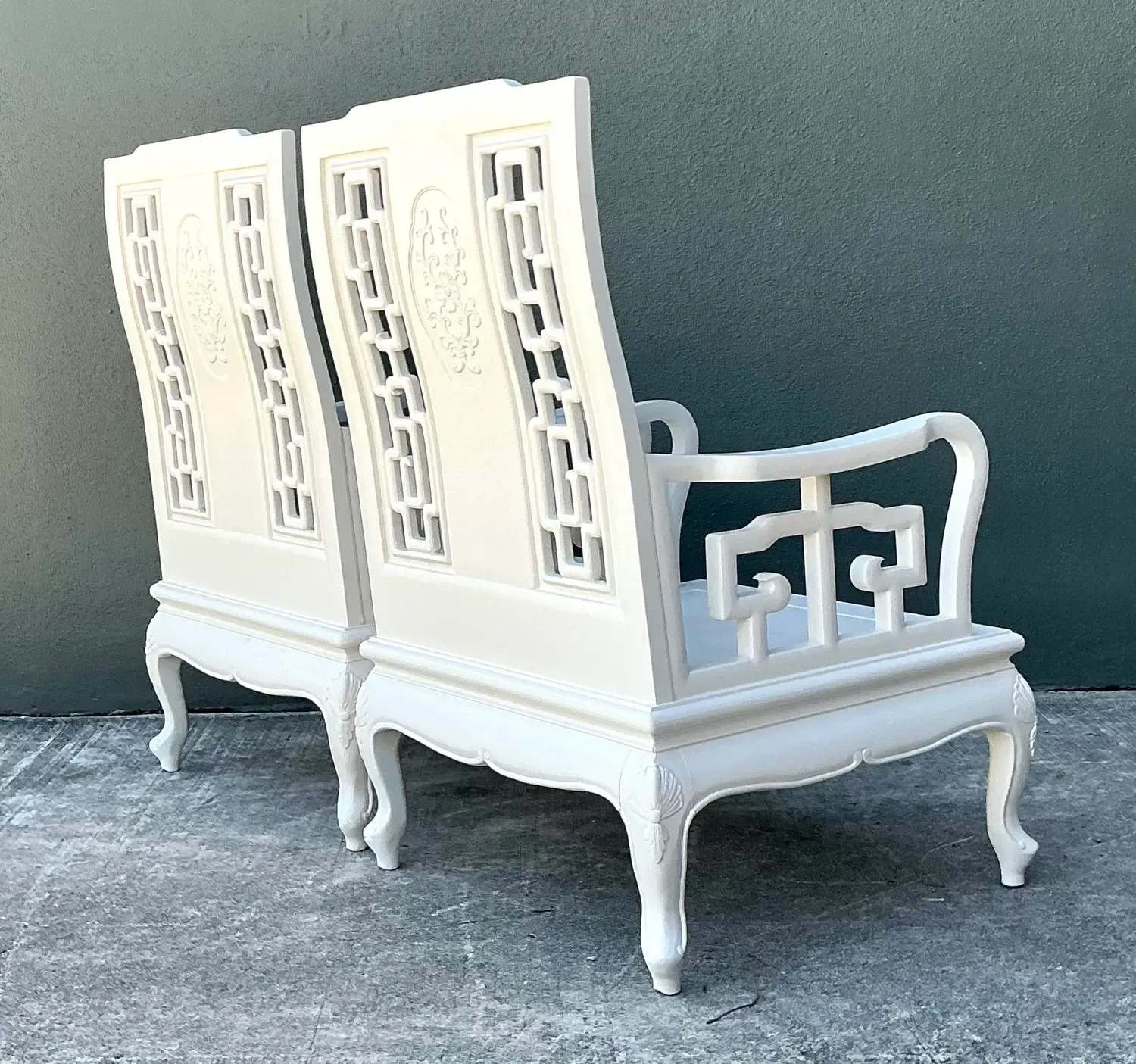 Vintage Asian Chinoiserie Lacquered Lounge Chairs - A Pair — additional photo 6