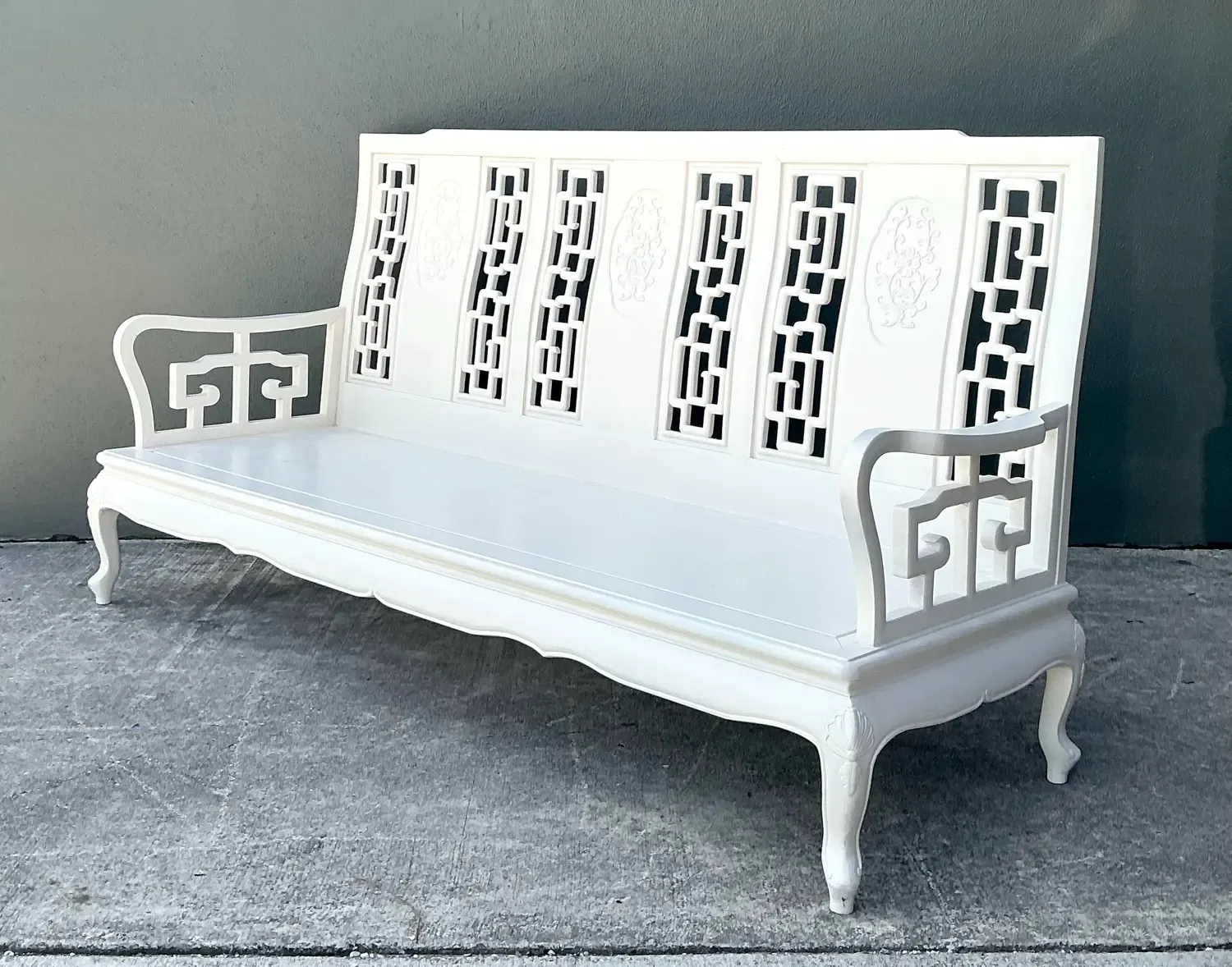Vintage Asian Chinoiserie Lacquered Sofa — additional photo 8