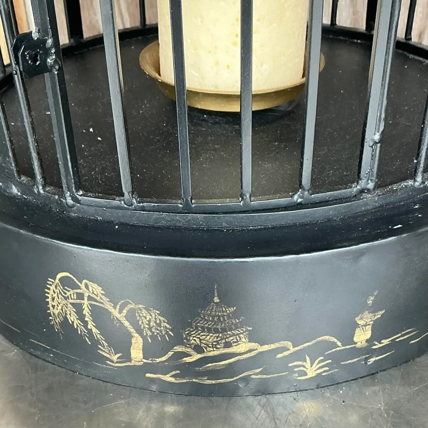 Vintage Asian Chinoiserie Pagoda Bird Cage Lantern — additional photo 1
