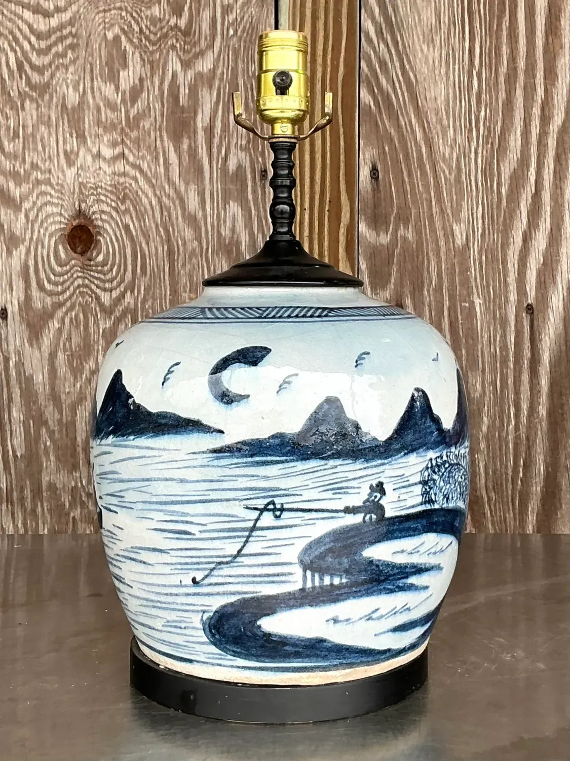 Vintage Asian Crackle Finish Lamp — additional photo 3