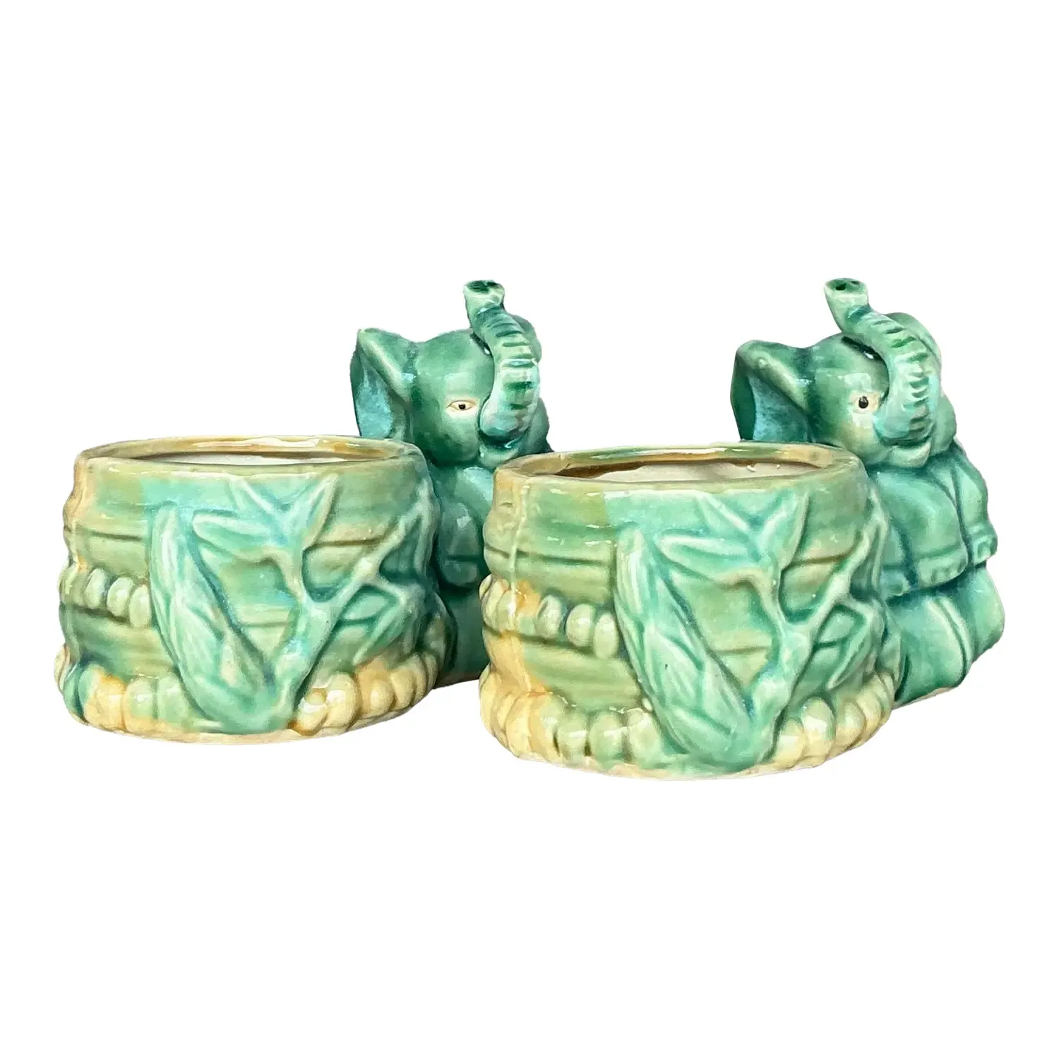 Vintage Asian Glazed Elephant Small Planters - A Pair — additional photo 1
