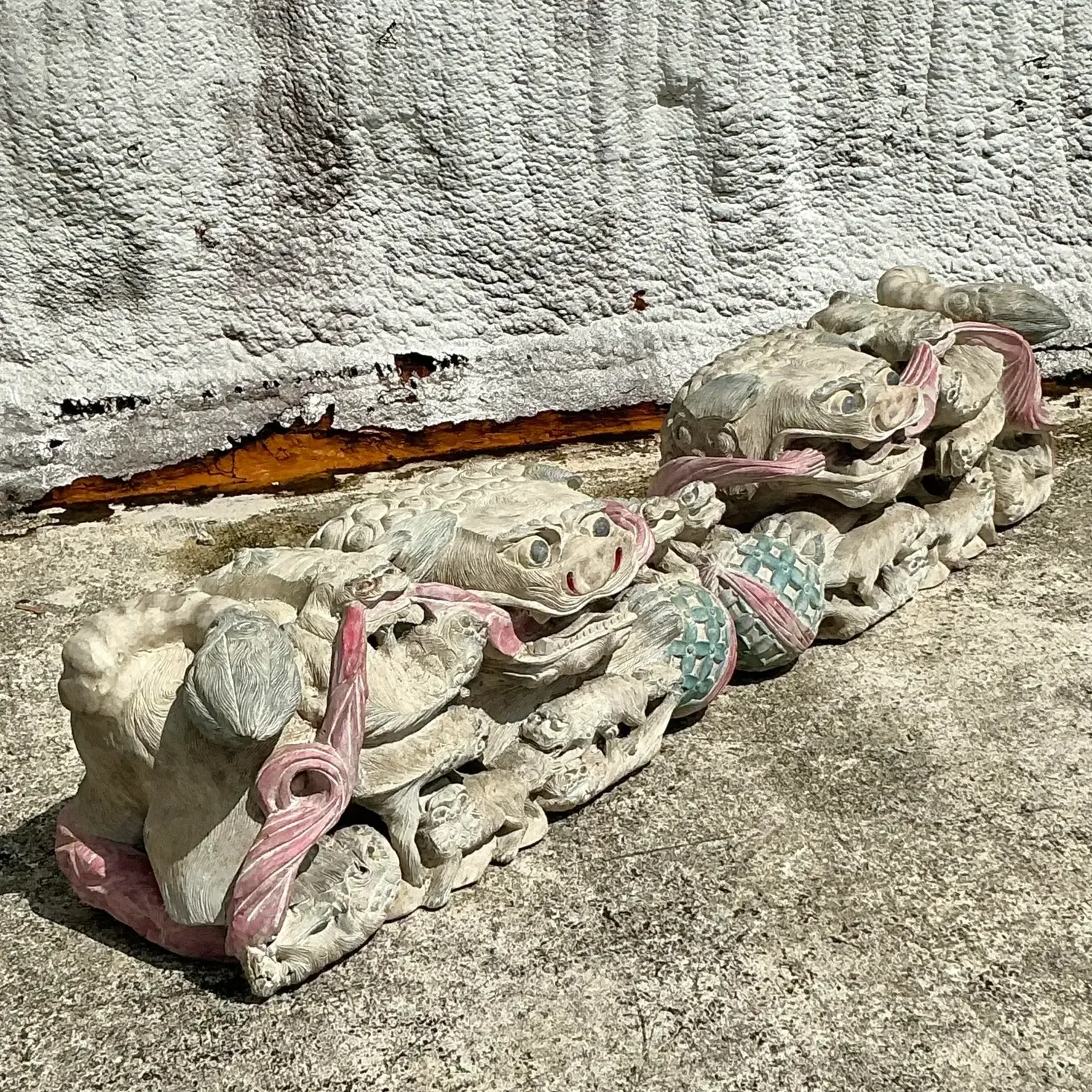 Vintage Asian Hand Carved Foo Dogs - a Pair — additional photo 6
