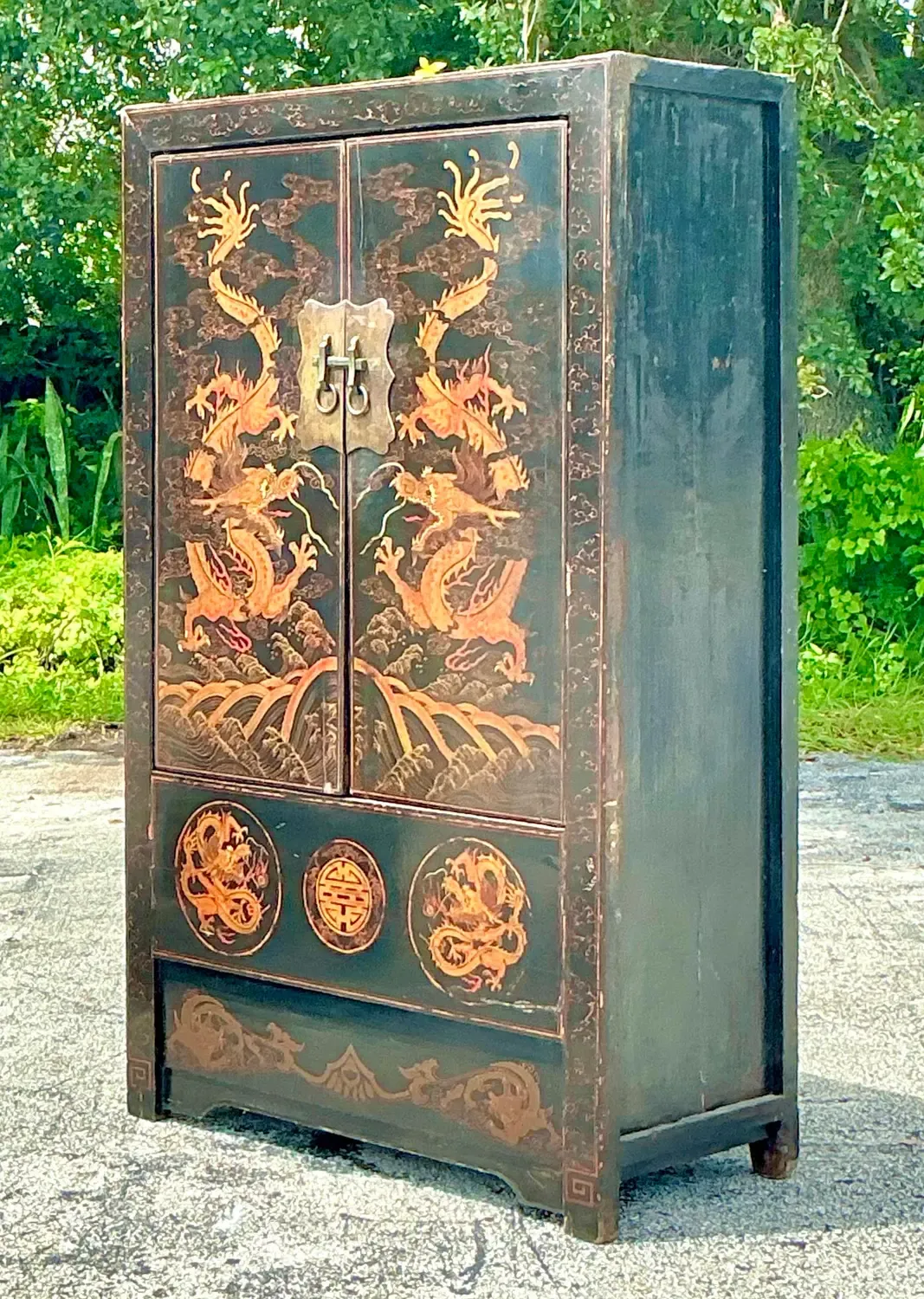 Vintage Asian Hand Painted Dragon Cabinet — additional photo 4