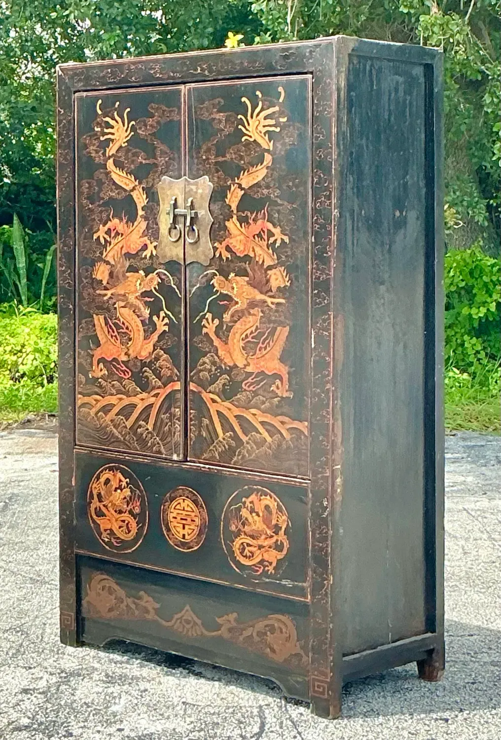Vintage Asian Hand Painted Dragon Cabinet — additional photo 6