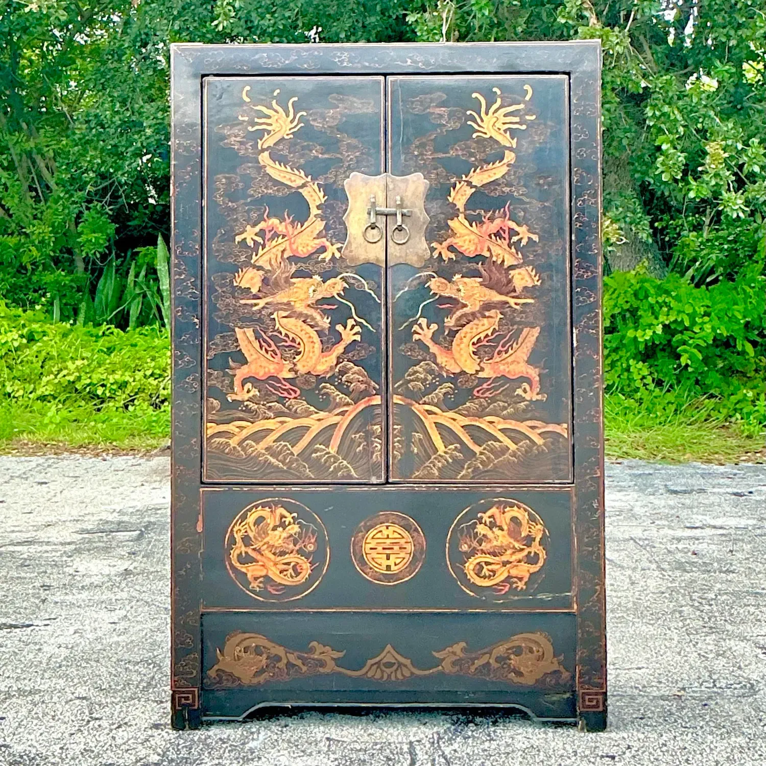 Vintage Asian Hand Painted Dragon Cabinet — additional photo 7