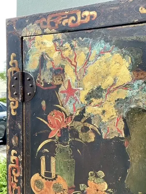 Vintage Asian Hand Painted Wedding Cabinet — additional photo 4