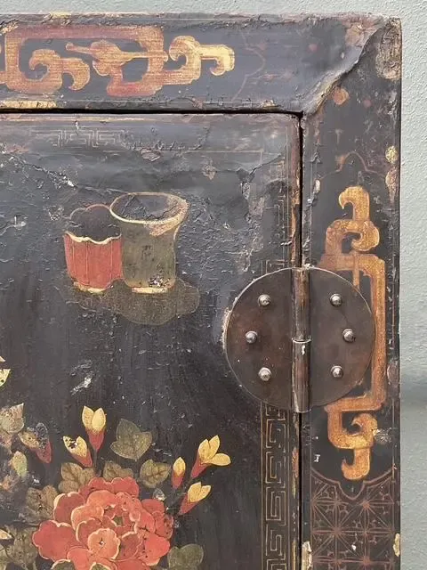 Vintage Asian Hand Painted Wedding Cabinet — additional photo 5