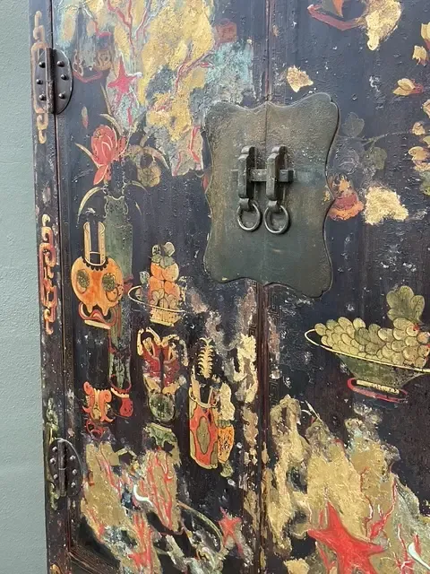 Vintage Asian Hand Painted Wedding Cabinet — additional photo 8