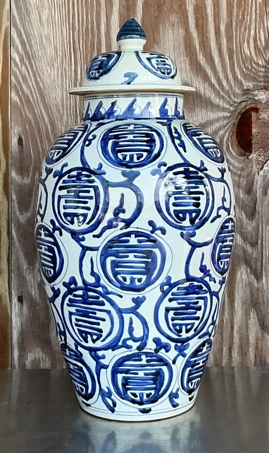 Vintage Asian Medallion Glazed Ceramic Lidded Jar — additional photo 2
