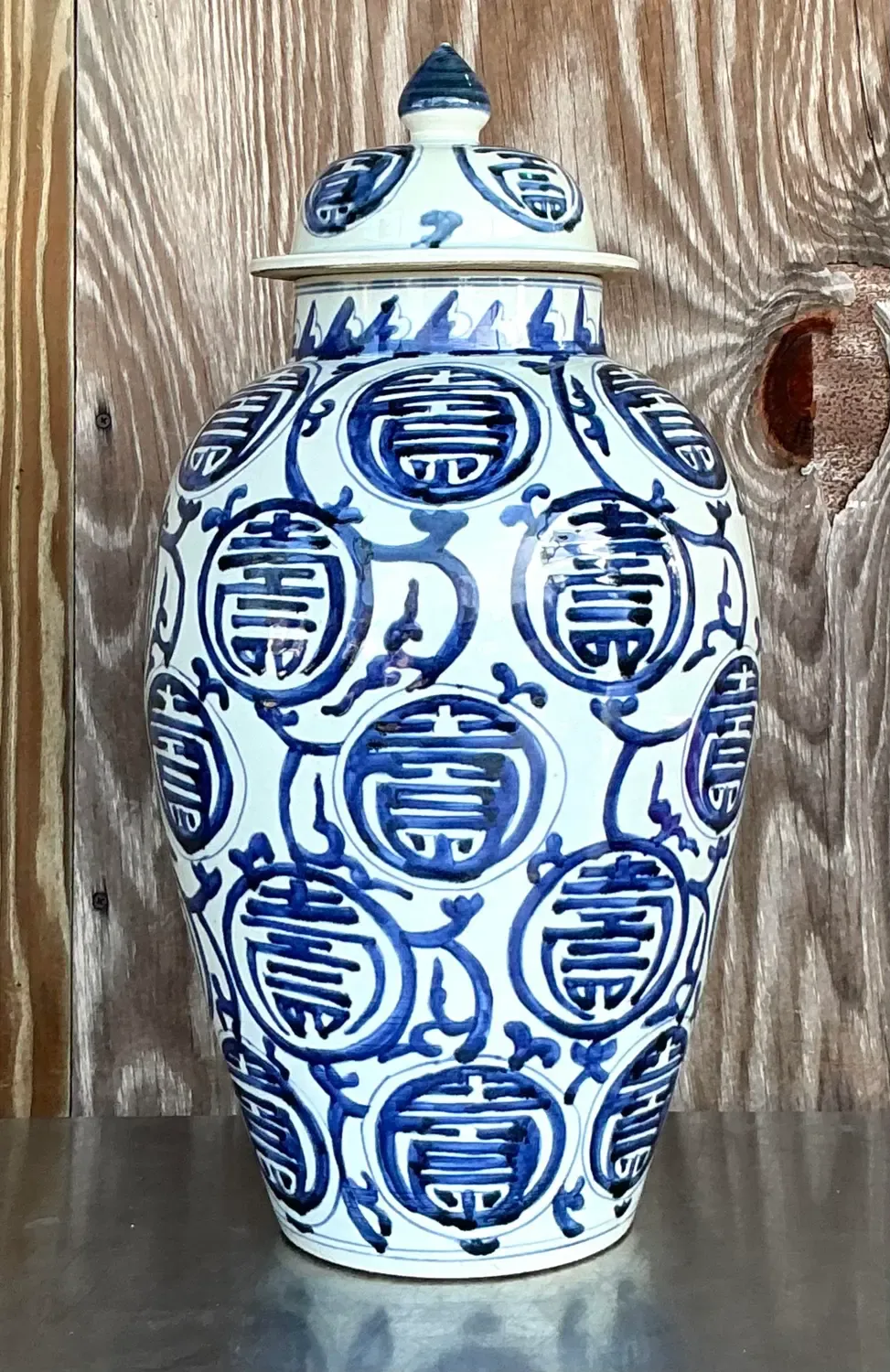 Vintage Asian Medallion Glazed Ceramic Lidded Jar — additional photo 3