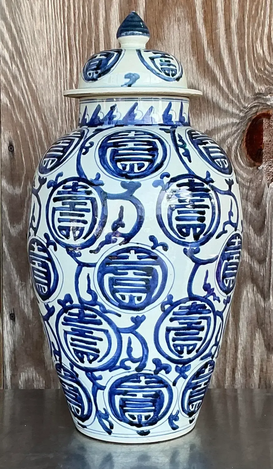 Vintage Asian Medallion Glazed Ceramic Lidded Jar — additional photo 4