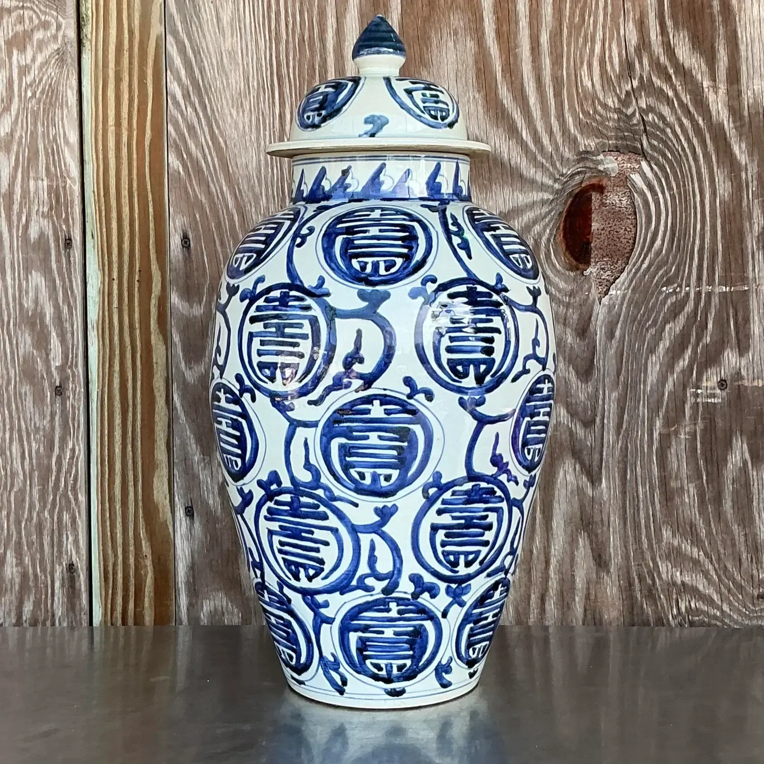 Vintage Asian Medallion Glazed Ceramic Lidded Jar — additional photo 5