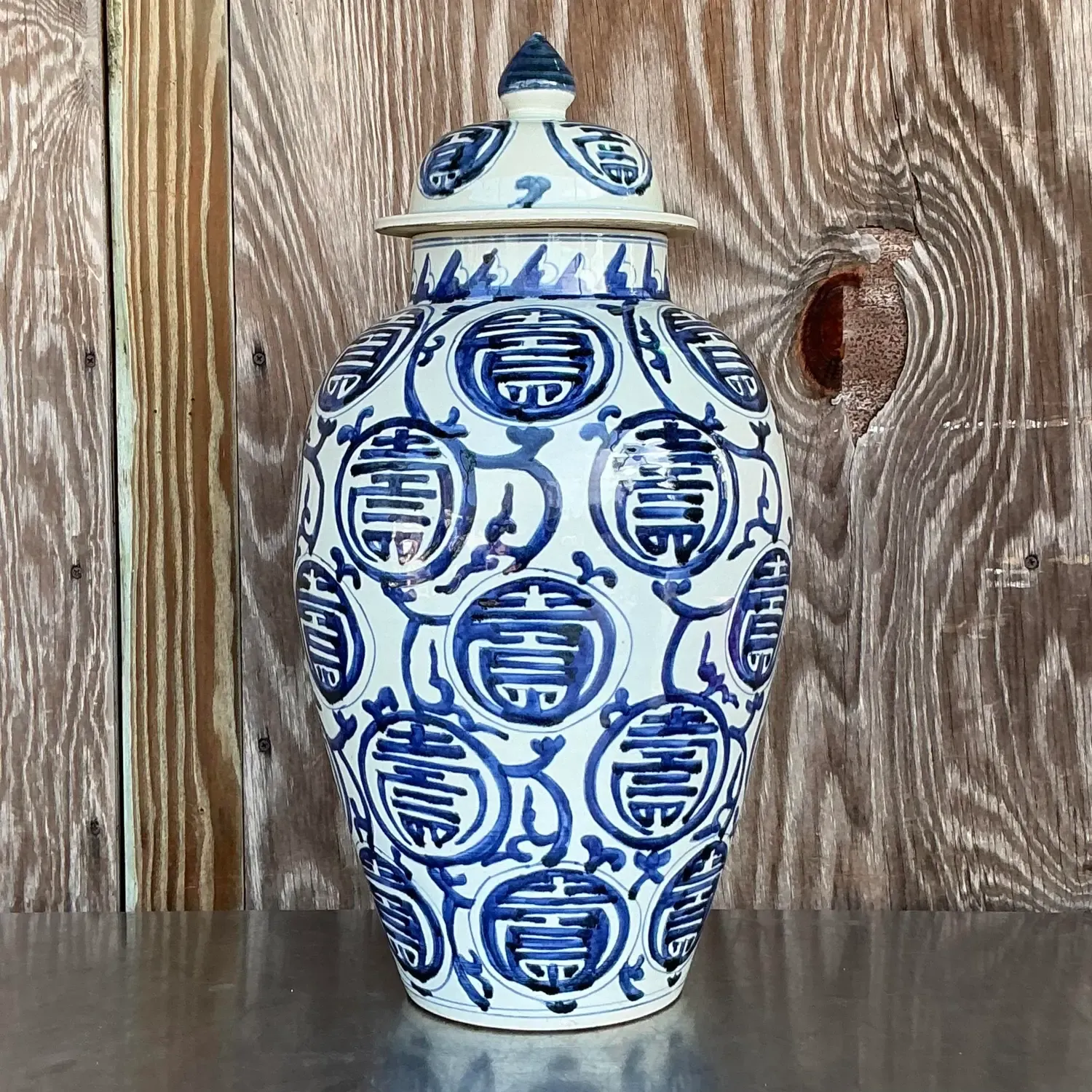 Vintage Asian Medallion Glazed Ceramic Lidded Jar — additional photo 7