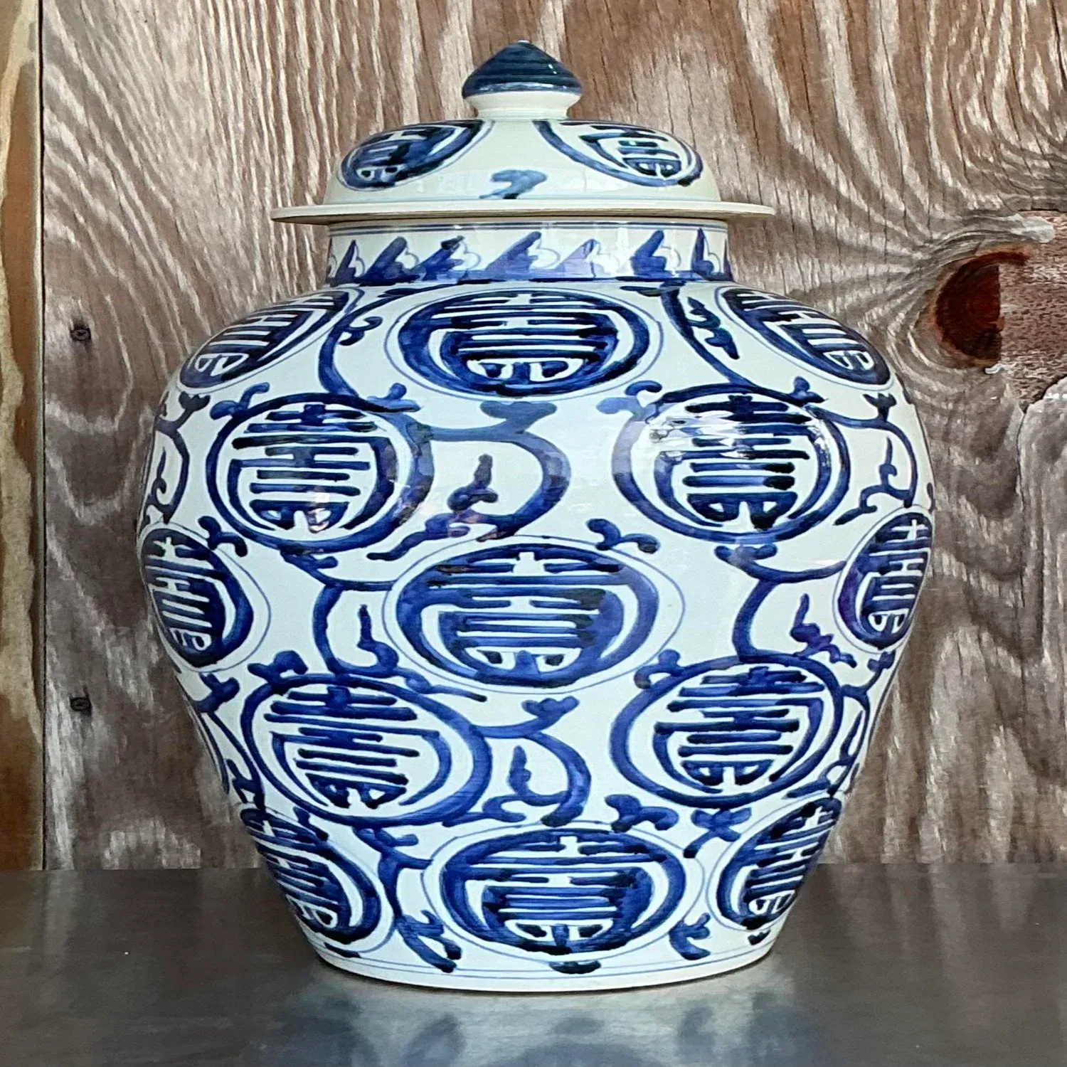 Vintage Asian Medallion Glazed Ceramic Lidded Jar — additional photo 8