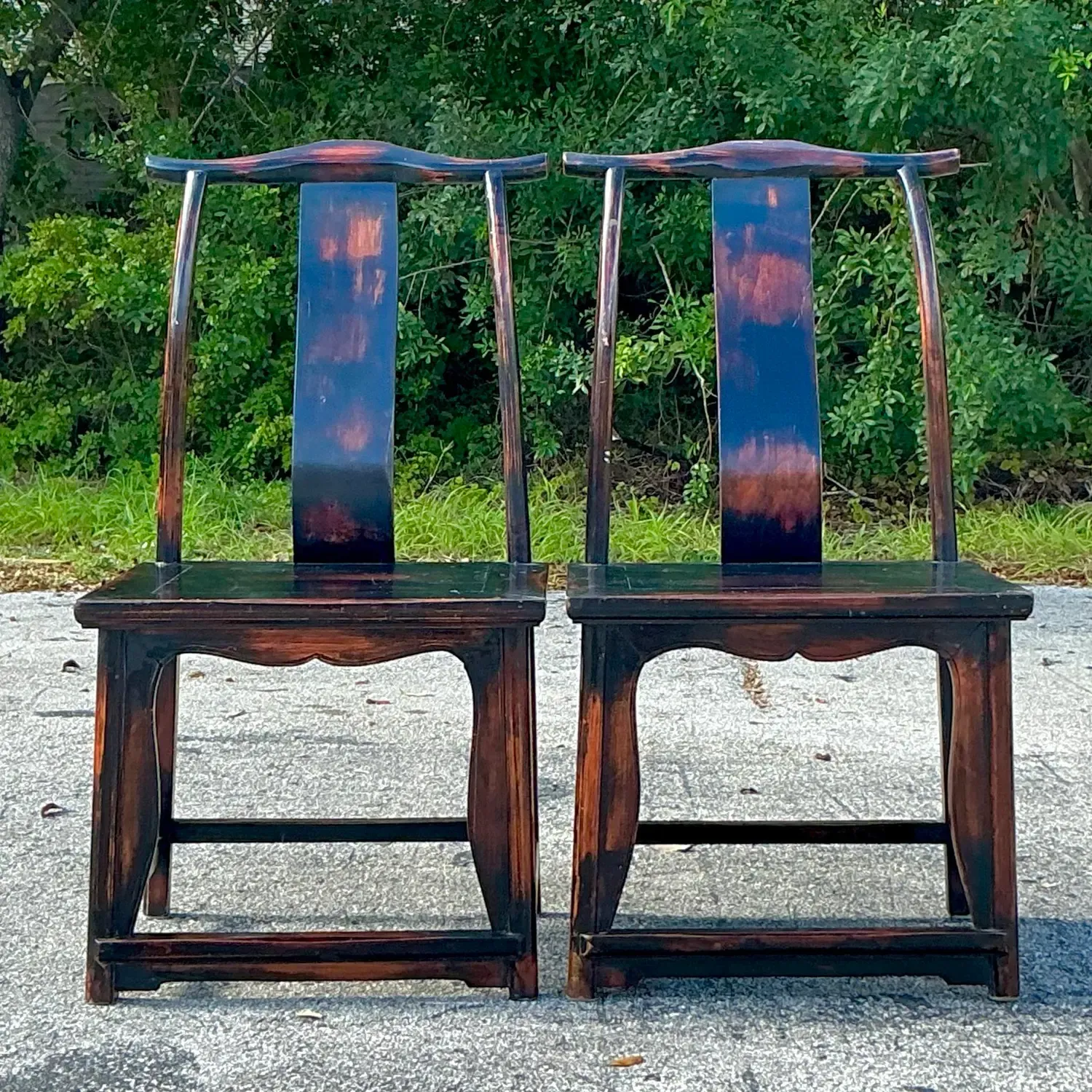 Vintage Asian Reclaimed Wood Emperor Chair - a Pair — additional photo 2