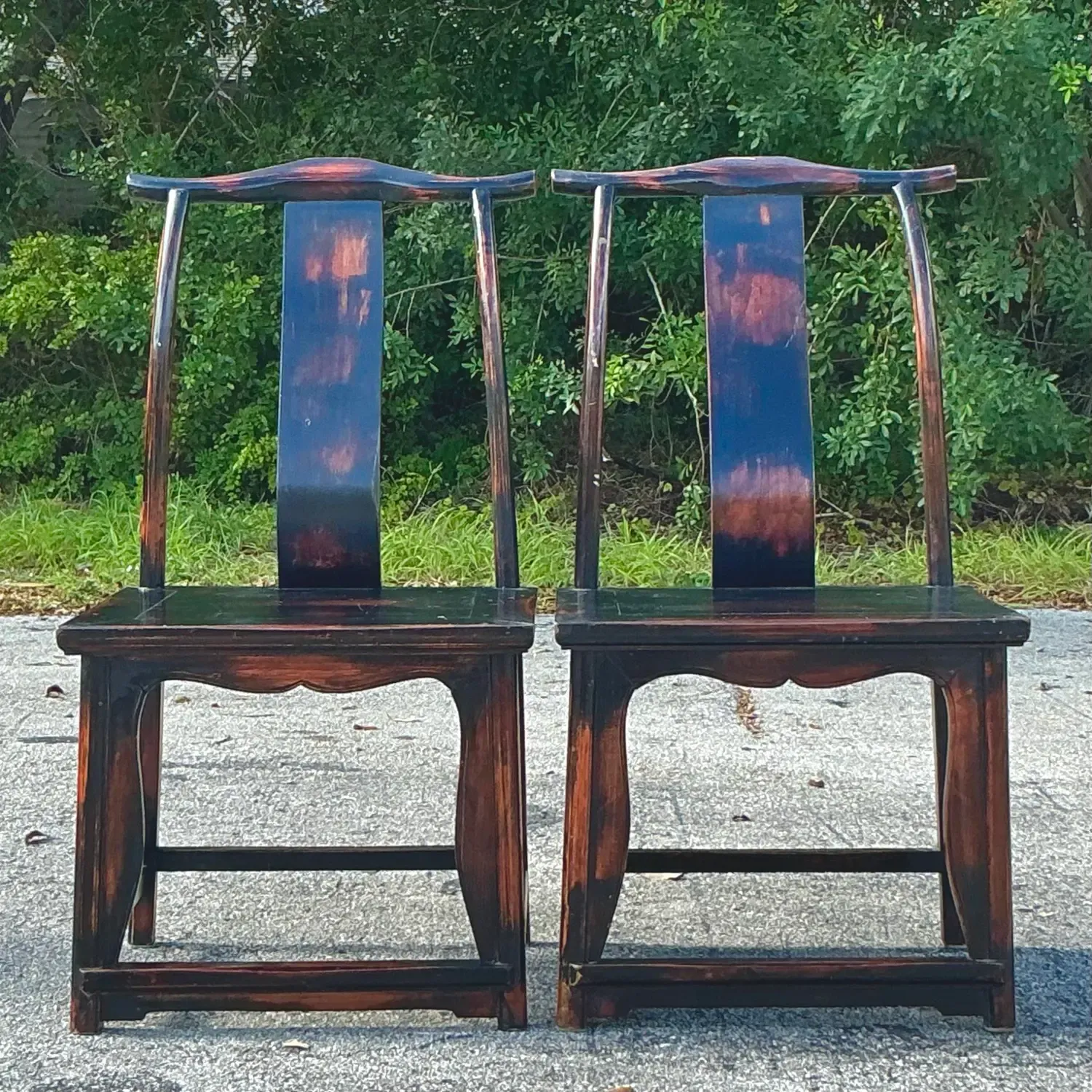 Vintage Asian Reclaimed Wood Emperor Chair - a Pair — additional photo 5