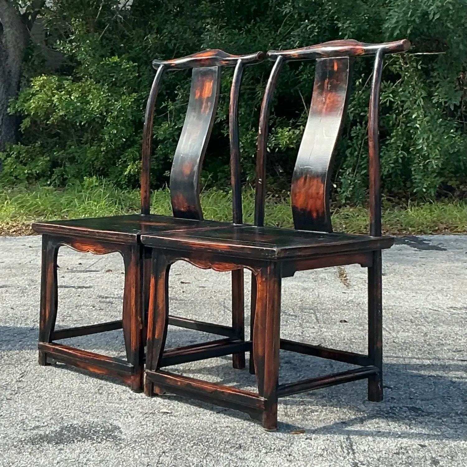 Vintage Asian Reclaimed Wood Emperor Chair - a Pair — additional photo 6