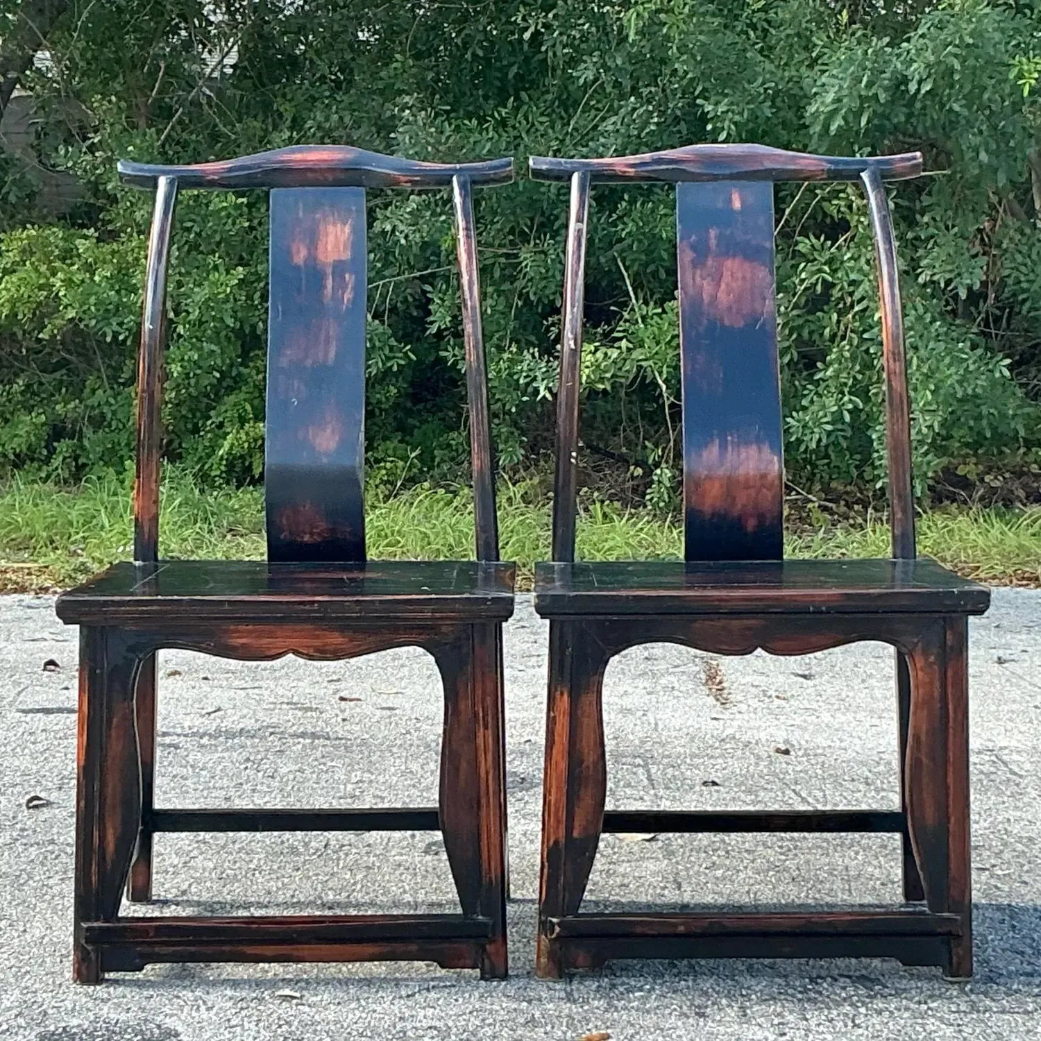 Vintage Asian Reclaimed Wood Emperor Chair - a Pair — additional photo 7