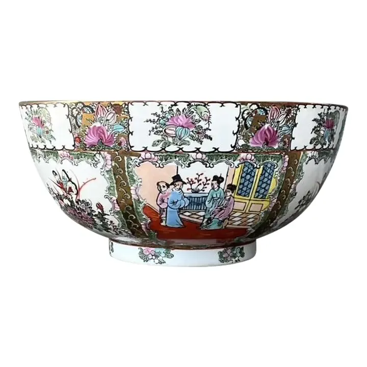 Vintage Asian Rose Famile Centerpiece Bowl — additional photo 1