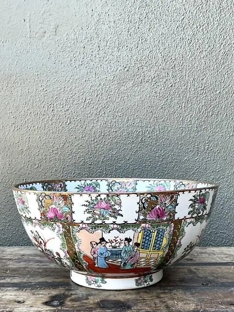 Vintage Asian Rose Famile Centerpiece Bowl — additional photo 2