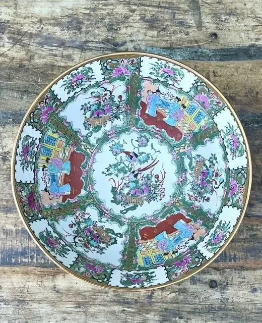 Vintage Asian Rose Famile Centerpiece Bowl — additional photo 3