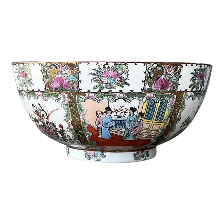 Vintage Asian Rose Famile Centerpiece Bowl