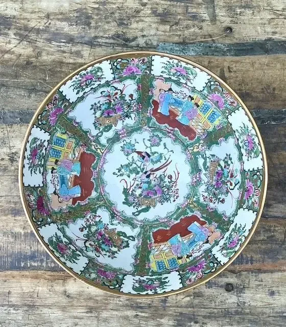 Vintage Asian Rose Famile Centerpiece Bowl — additional photo 7