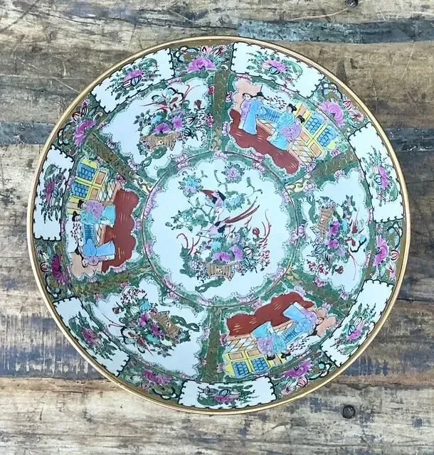 Vintage Asian Rose Famile Centerpiece Bowl — additional photo 8