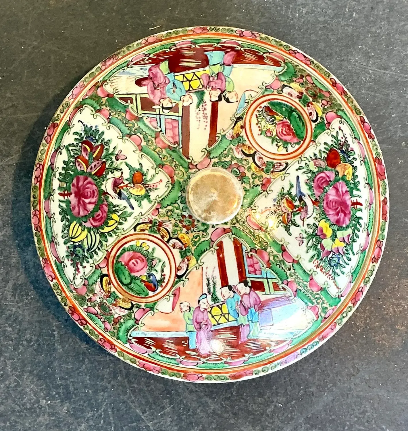 Vintage Asian Rose Famile Lidded Bowl — additional photo 4