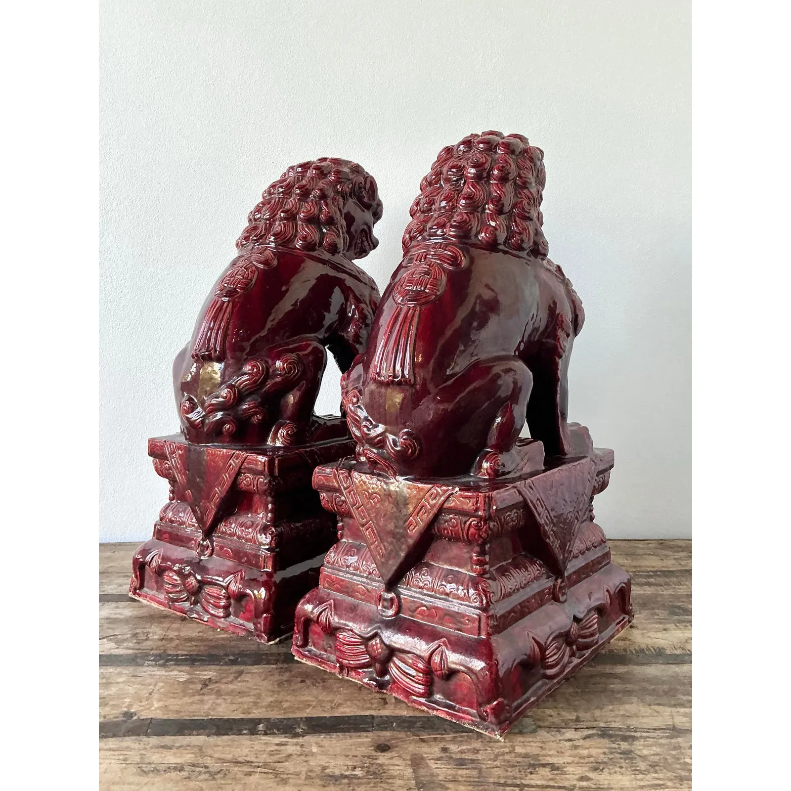 Vintage Asian “Sang De Bouf” Foo Lions - A Pair — additional photo 5