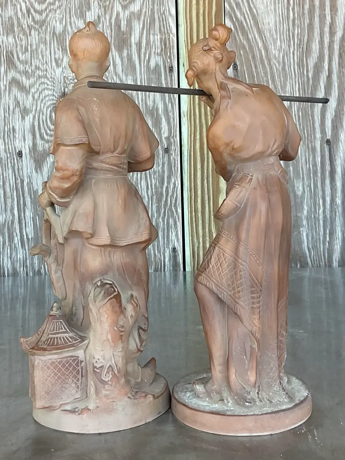 Vintage Asian Terra Cotta Couple - Set of 2 — additional photo 1