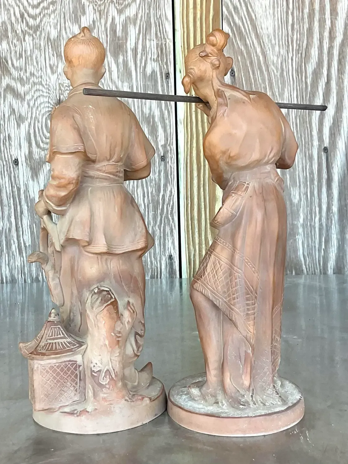 Vintage Asian Terra Cotta Couple - Set of 2 — additional photo 5