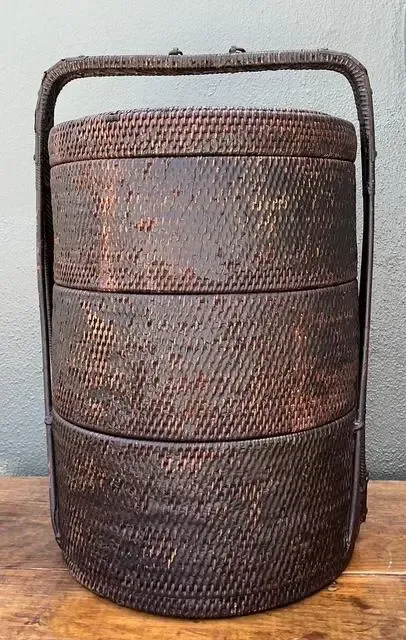 Vintage Asian Woven Rattan Wedding Basket — additional photo 3
