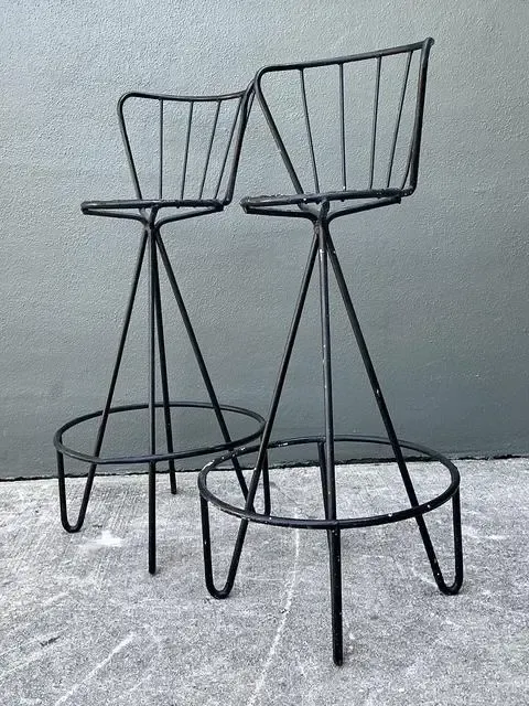 Vintage Atomic MCM Wrought Iron Barstools - A Pair — additional photo 2