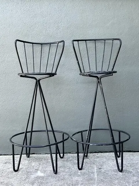Vintage Atomic MCM Wrought Iron Barstools - A Pair — additional photo 3