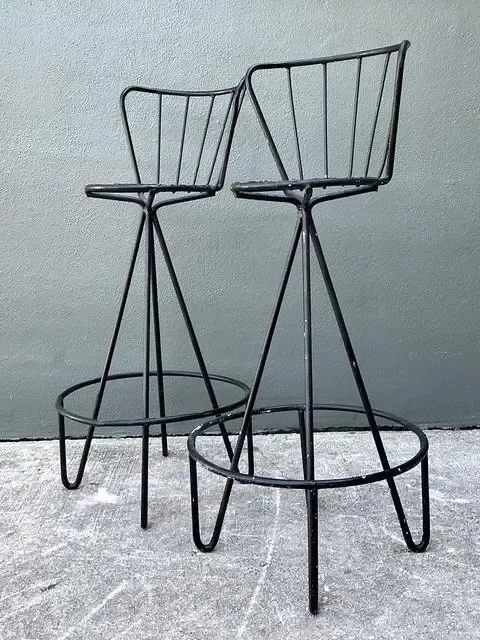 Vintage Atomic MCM Wrought Iron Barstools - A Pair — additional photo 4