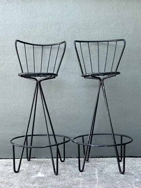 Vintage Atomic MCM Wrought Iron Barstools - A Pair — additional photo 5