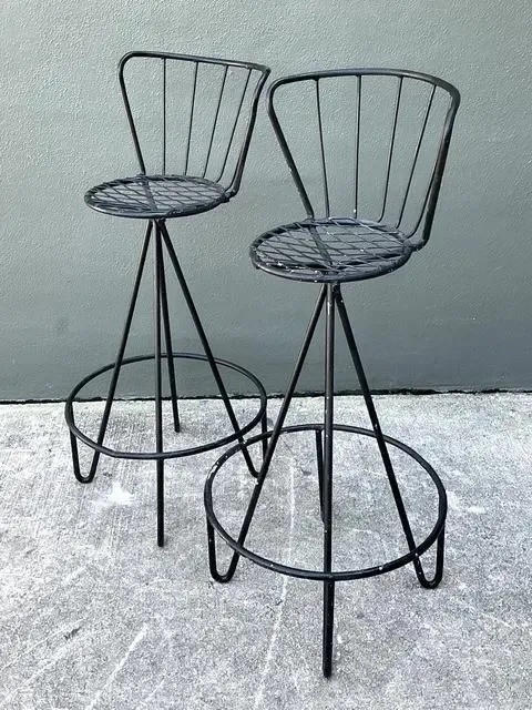 Vintage Atomic MCM Wrought Iron Barstools - A Pair — additional photo 7