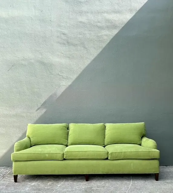 Vintage Baker Chartreuse Roll Arm Sofa — additional photo 2