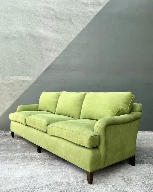 Vintage Baker Chartreuse Roll Arm Sofa — additional photo 4