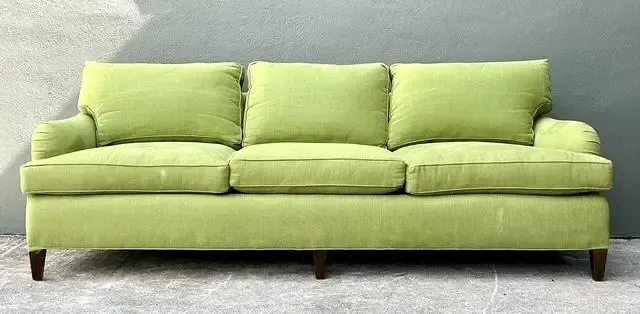 Vintage Baker Chartreuse Roll Arm Sofa — additional photo 5
