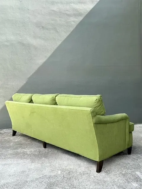 Vintage Baker Chartreuse Roll Arm Sofa — additional photo 6