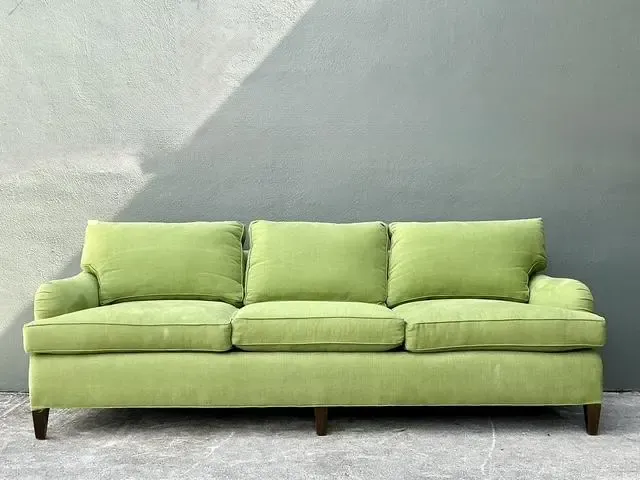 Vintage Baker Chartreuse Roll Arm Sofa — additional photo 7